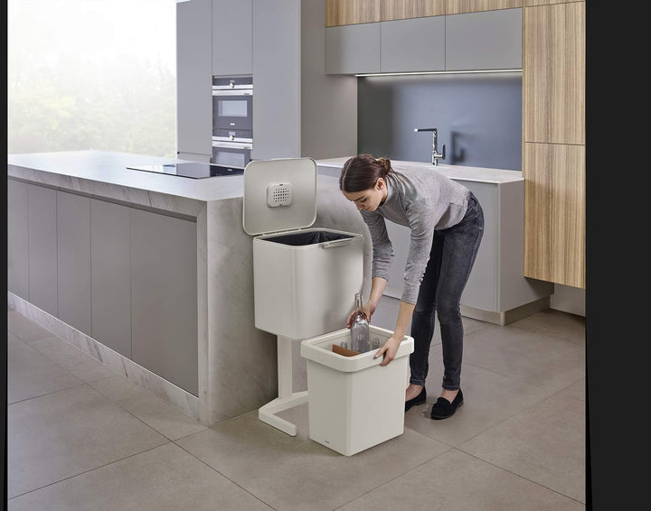 Joseph Joseph 30091 Joseph Totem Pop - Mülltrennungs und Recyclingeinheit 60 Liter - steinfarbig, 60