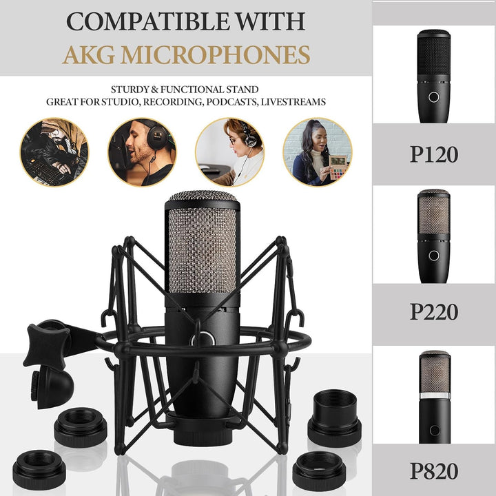 Geekria for Creators Mikrofon Shock Mount Kompatibel mit AKG P120, P220, P420, P820, Mic Anti-Vibrat