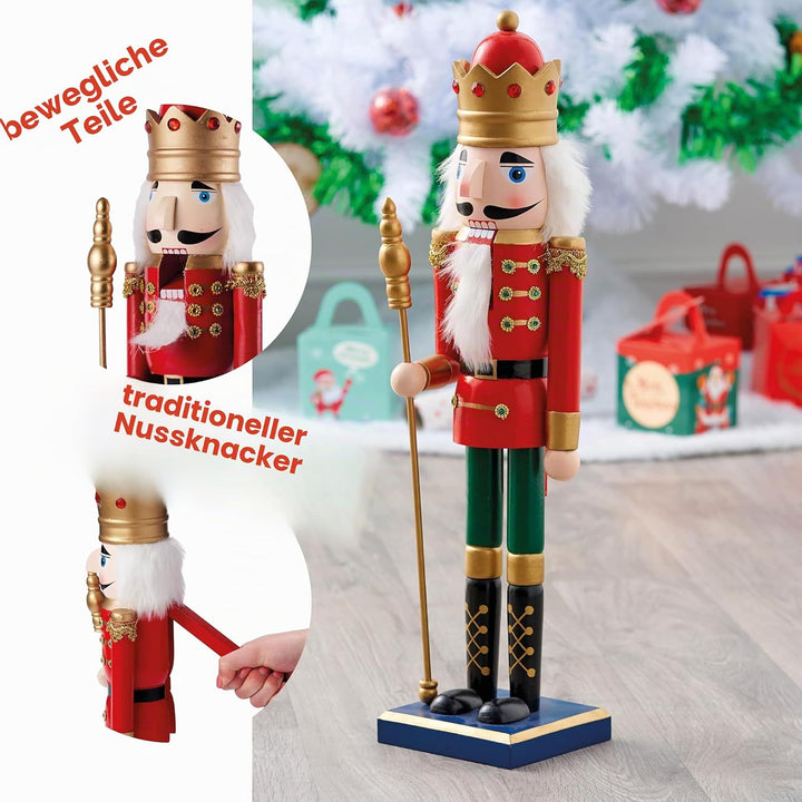 THE TWIDDLERS Grosse Weihnachten Nussknacker Holzfigur, XL 50cm - Klassische Weihnachtsdekoration