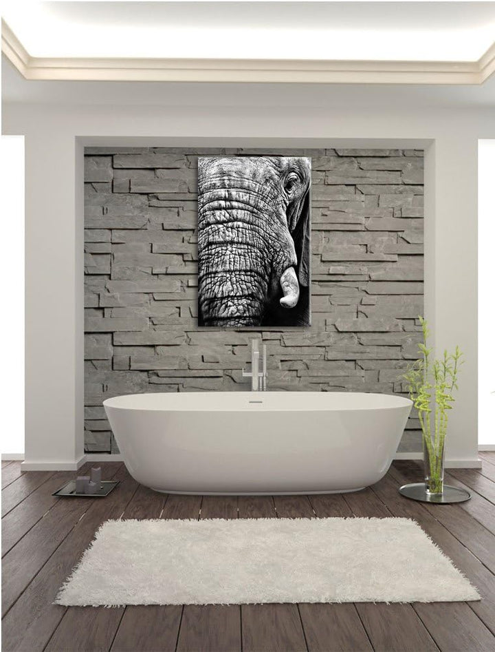 Pixxprint Elefant im Porträt als Leinwandbild | Grösse: 100x70 cm | Wandbild | Kunstdruck | fertig b