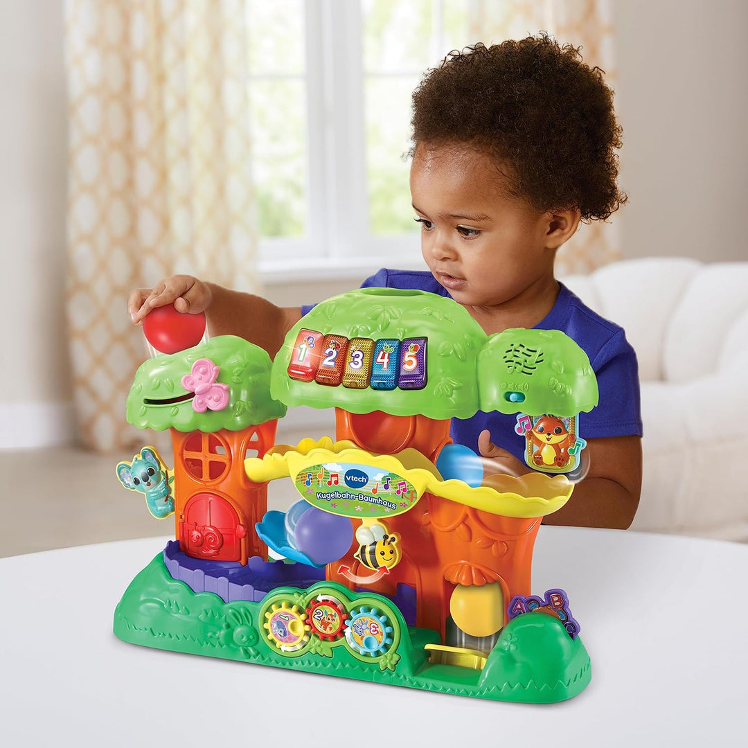 VTech Baby Kugelbahn-Baumhaus – Interaktive Kugelbahn mit Leuchttasten, Tieren und spannenden Elemen
