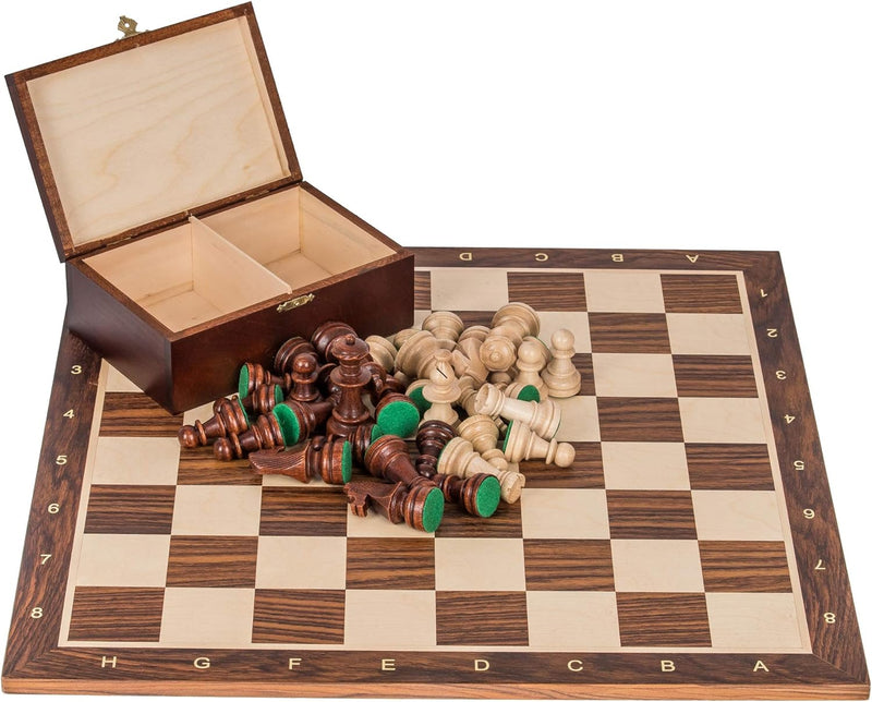 Square - Pro Schach Set Nr. 6 - Deutschland - Exklusiv - Schachbrett - Palisander/Bergahorn + Schach