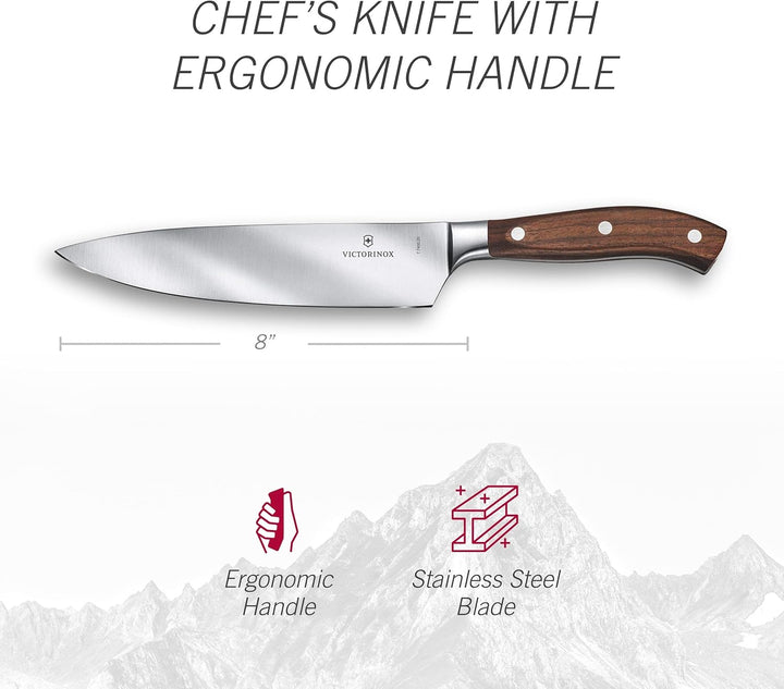 Victorinox Grand Maître, Profi Tranchiermesser, Extra Scharfe Klinge, gerader Schliff, 20 cm, Edler