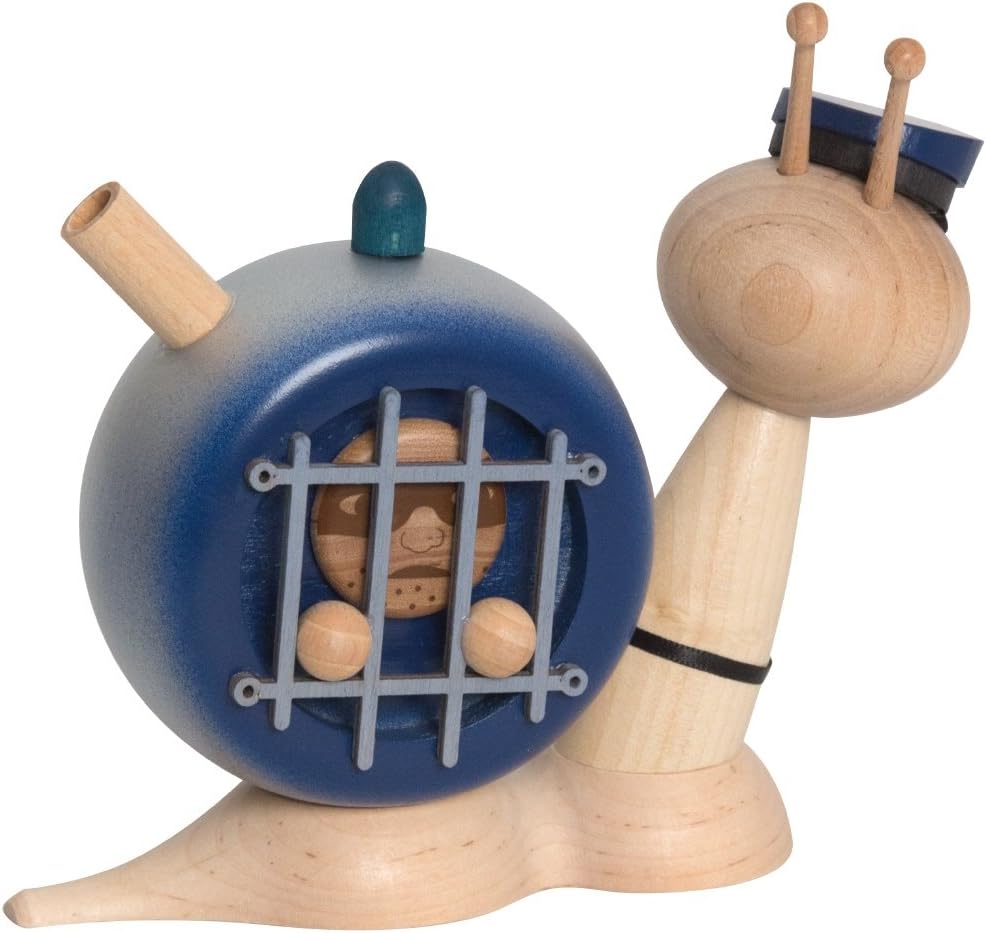 Kuhnert Drechslerei Rauchschnecke/Räucherfigur aus Holz - Sunny Polizeischnecke - Höhe: ca. 15cm - M