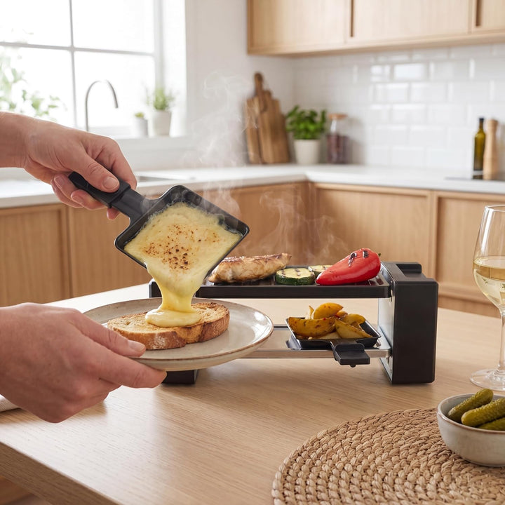 Tristar Raclette-Mini-Grill, 400 W, Für 2 Personen, Kompaktes Design Mit Antihaftoberfläche, Gleichm