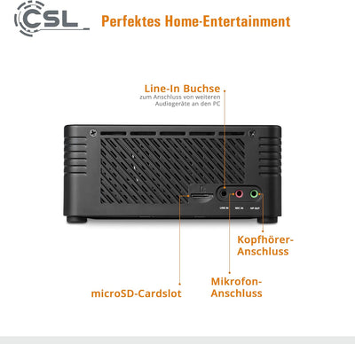 Mini PC CSL X300 Windows 10 Pro, AMD Ryzen 7 5700G 8x3800 MHz, 2000 GB M.2 SSD, 32 GB DDR4-RAM, Rade