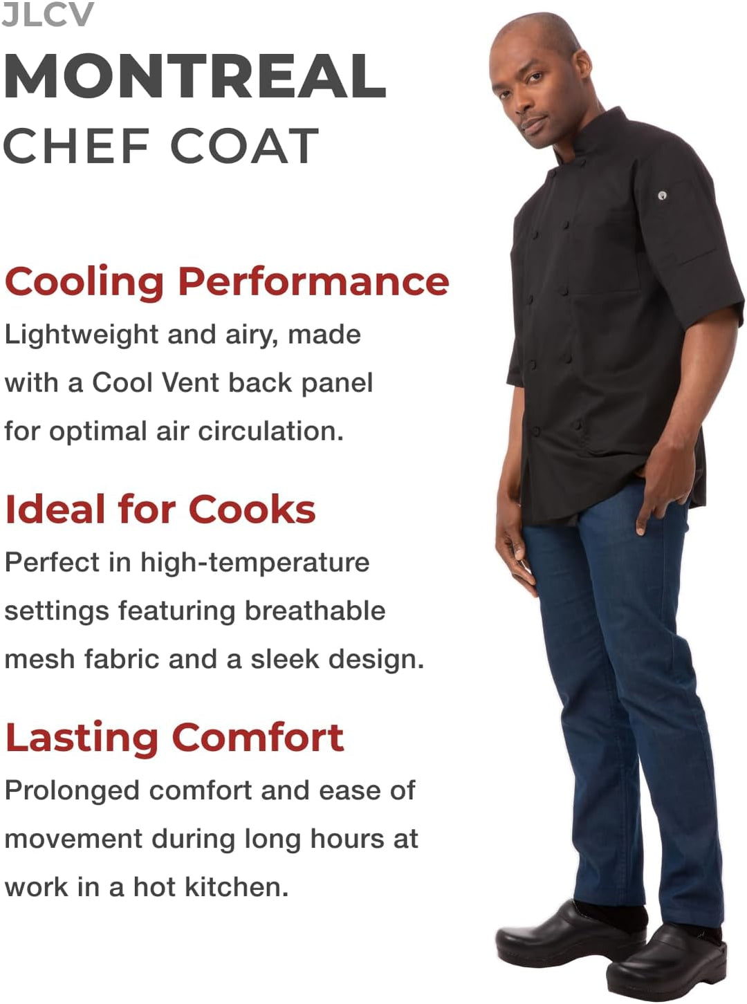 Chef Works JLCV-BLK Küchenjacke XL, XL