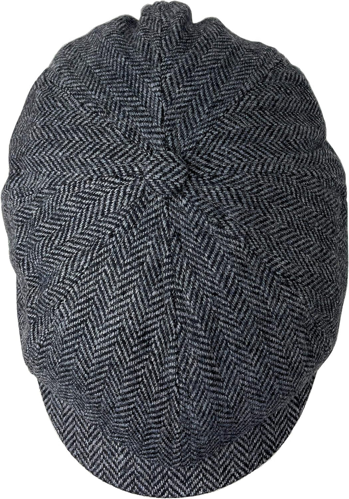 Schiebermütze Herren – Schirmmütze Flatcap Herrenmütze mit Schirm – Fischgrät - Mütze mit Baumwollfu