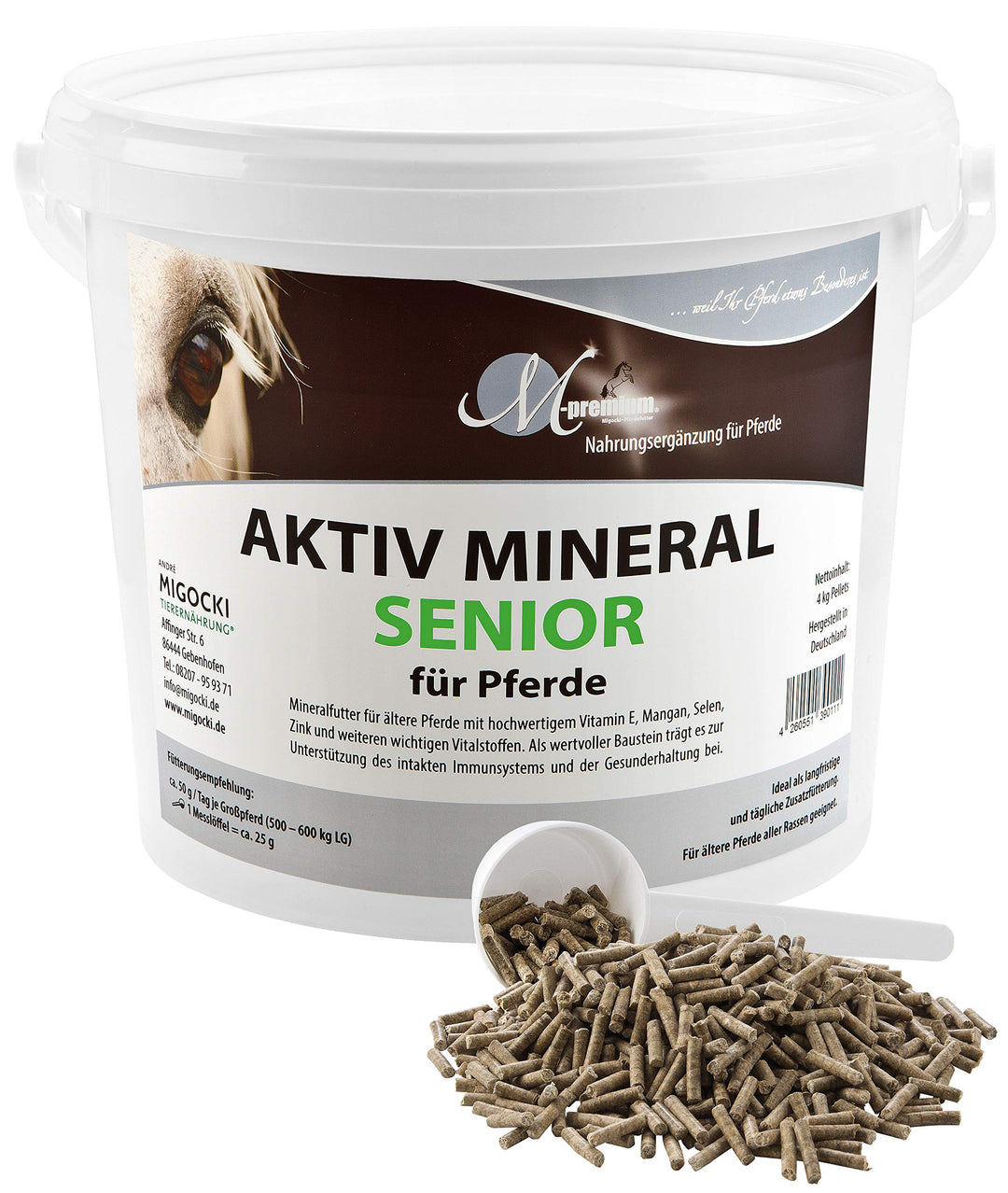 MIGOCKI AKTIV Mineral Senior – 4 kg – Mineralfutter für ältere Pferde – mit Zink, Selen, Mangan und