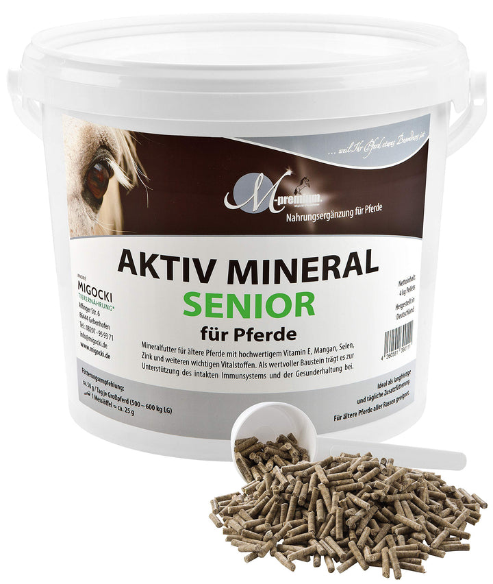 MIGOCKI AKTIV Mineral Senior – 4 kg – Mineralfutter für ältere Pferde – mit Zink, Selen, Mangan und