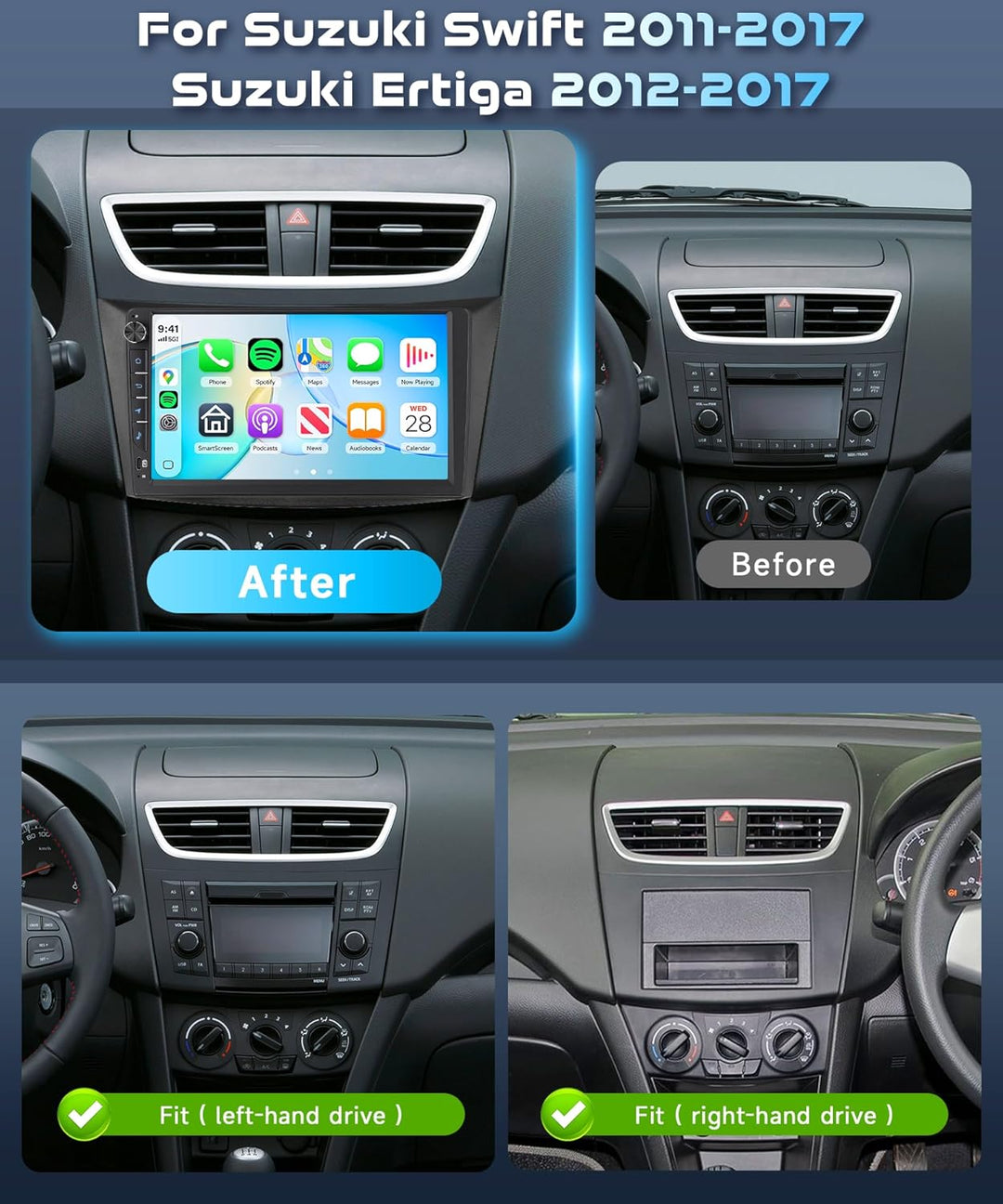 Rimoody 4G+64G für Suzuki Swift 2011-2017 Suzuki Ertiga 2012-2017 Autoradio Android 9 Zoll IN-Cell R