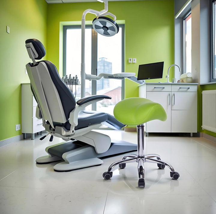 1stuff® Sattelhocker Sattelstuhl MULY - Sitzhöhe bis ca. 74cm - ergonomischer Rollhocker Bürohocker