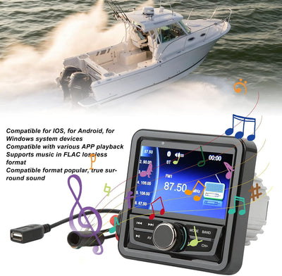 Bluetooth Marine Receiver Stereo, Kompatibel für OS, Android, Windows und Verschiedene APP Wiedergab