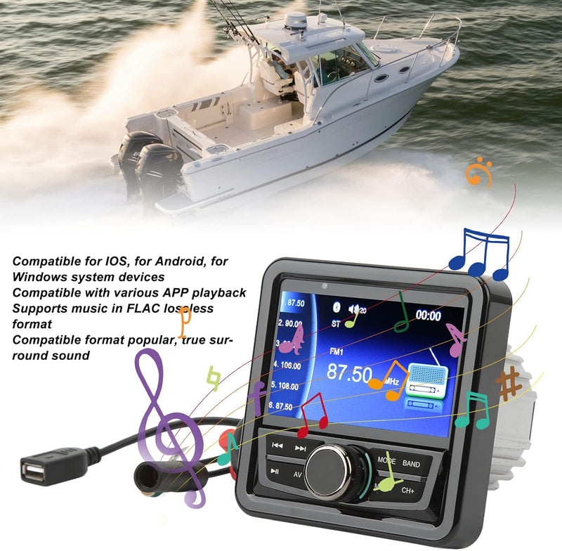 Bluetooth Marine Receiver Stereo, Kompatibel für OS, Android, Windows und Verschiedene APP Wiedergab