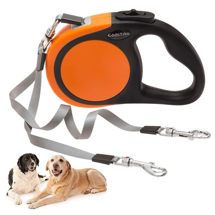 KOOLTAIL Dual Retractable Hundeleine für Zwei Hunde bis 110 Lbs, Heavy Duty Doppelkopf 16 ft Erweite
