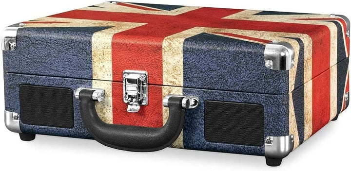 Victrola Suitcase Turntable 3-Gang Bluetooth Kofferplattenspieler - Britische Flagge UK Flag Single,