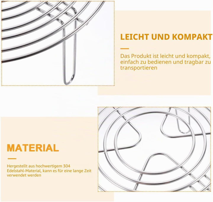 HEMOTON 20X7cm Kuchengitter Dämpfeinsatz Dampfgarer Steamer Rack Dämpfen Rack Edelstahl Strapazierfä