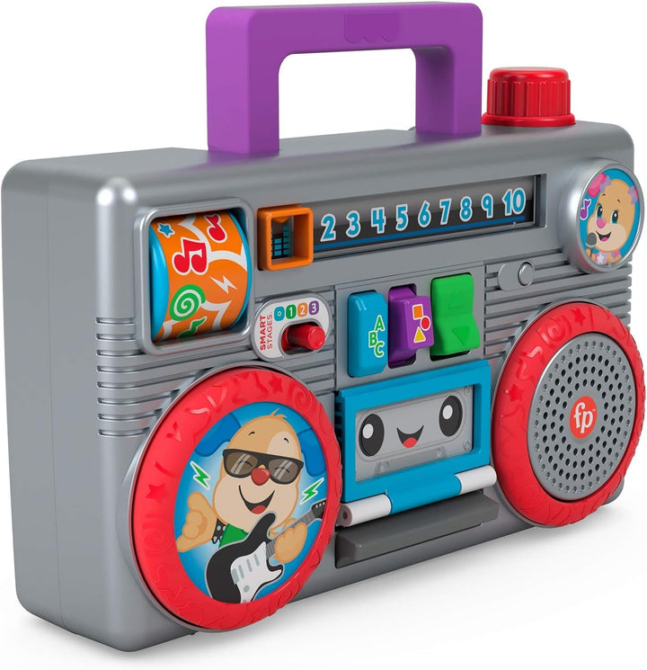 Fisher-Price Lachen und Lernen, Ghettoblaster-Spielzeug mit Geräuschen, Geschenk für Babys ab 6 Mona
