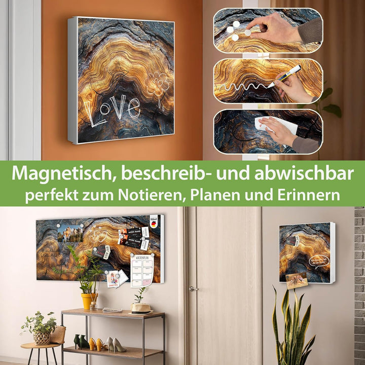 banjado Grosser Schlüsselkasten Glas - Schlüsselbox 30x30cm mit 50 Haken - Schlüsselkasten modern fü