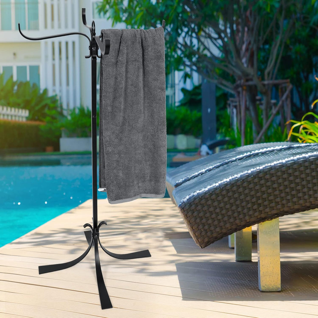 Pool-Handtuchhalter für den Aussenbereich, Metall, robust, nie kippbar, Poolzubehör, 4 Stangen, Whir