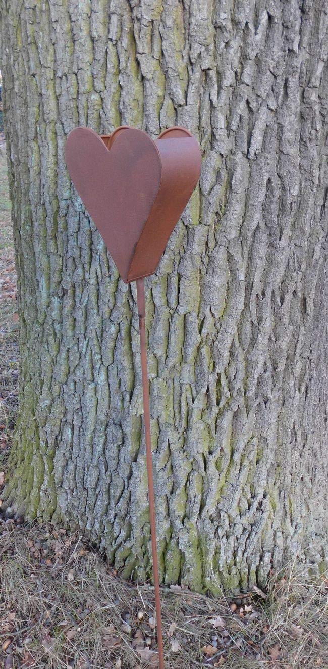 Herz am Stab Gartenstab Gartenstecker Pflanztopf Eisen Rost 118 cm