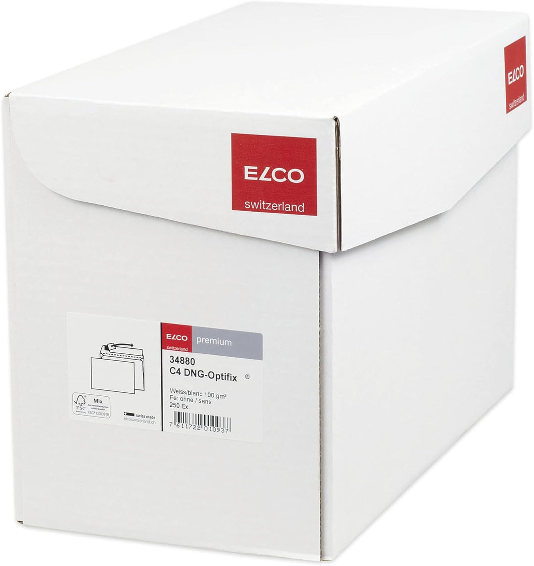 ELCO 34880 Premium Briefumschlag, 100 g/qm, 250 Stück, weiss, c4 (324x229mm) für papierformat a4