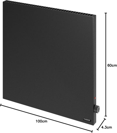 VASNER Konvi Schwarz - Hybrid Elektroheizung mit Thermostat, 600-1200 Watt, Infrarotheizung + Konvek