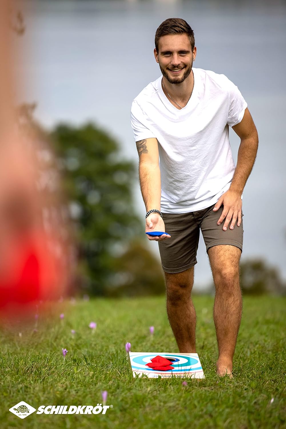 Schildkröt Cornhole Set, Bean Bag Set aus FSC zertifiziertem MDF-Holz, Komplettset mit 2 Cornhole Bo