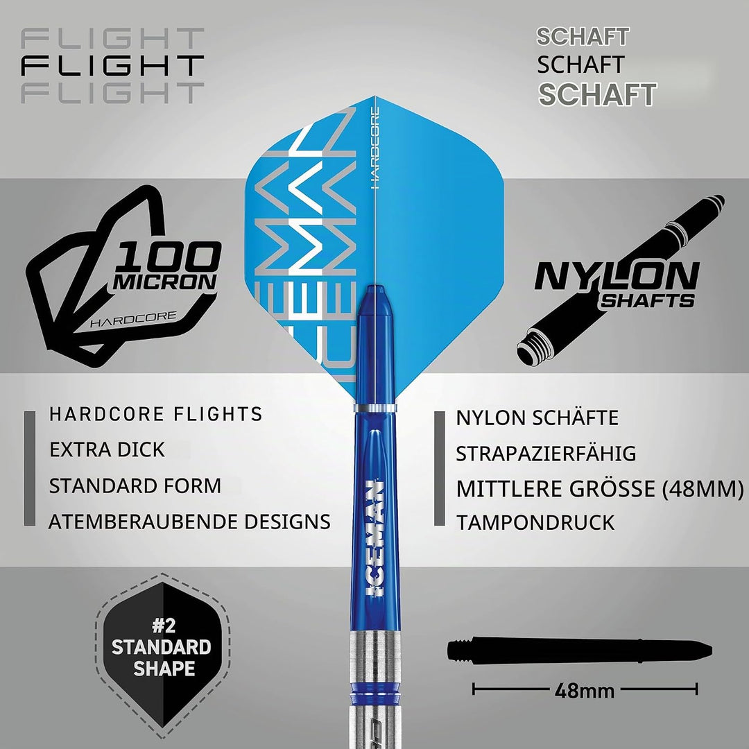 RED DRAGON Gerwyn Price Iceman Challenger Professional Tungsten Darts Set with Flights and Stems 24.
