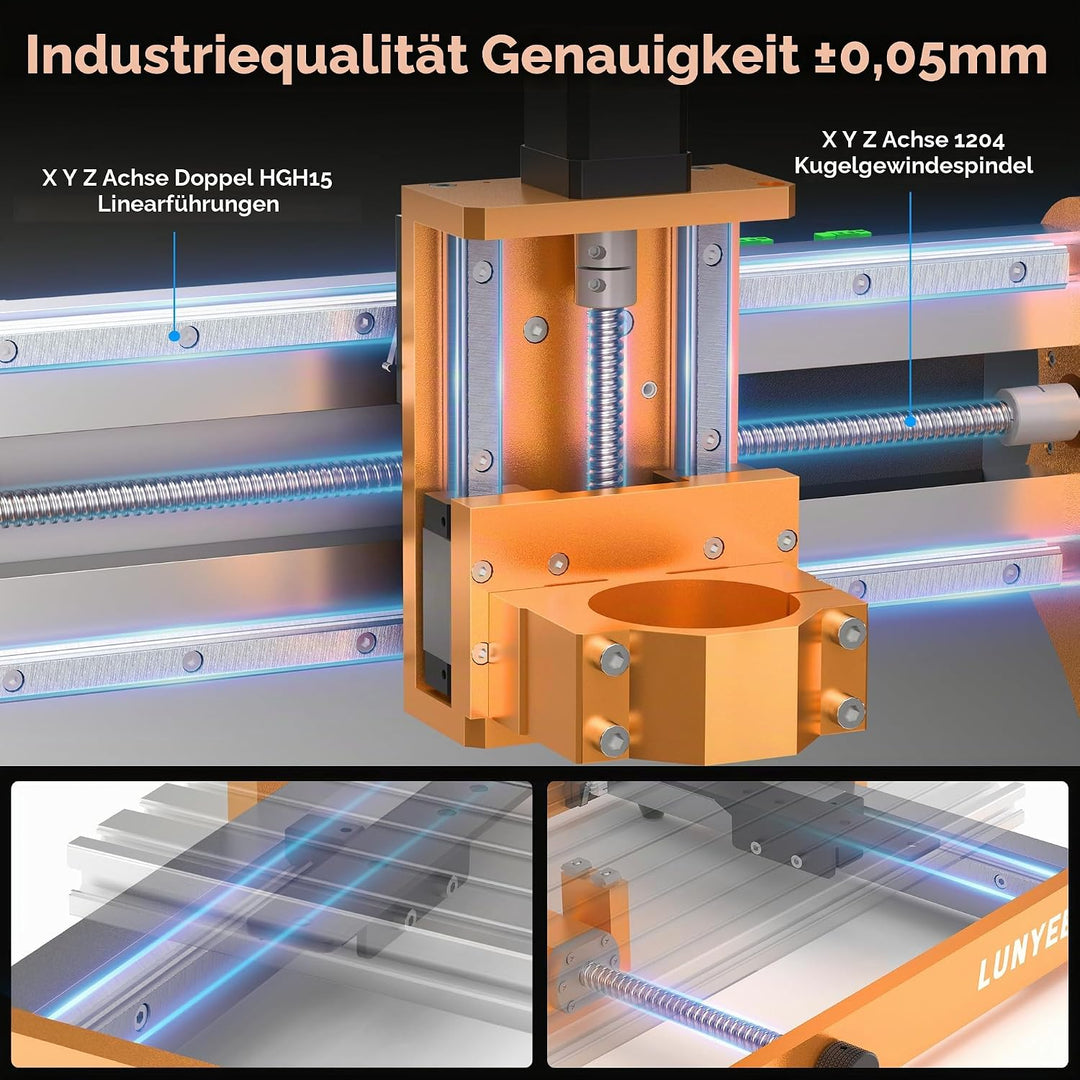 LUNYEE 3020 Nova CNC-Fräsmaschine, Ganzmetall-Linearführungen und Kugelgewindetriebe an allen XYZ-Ac