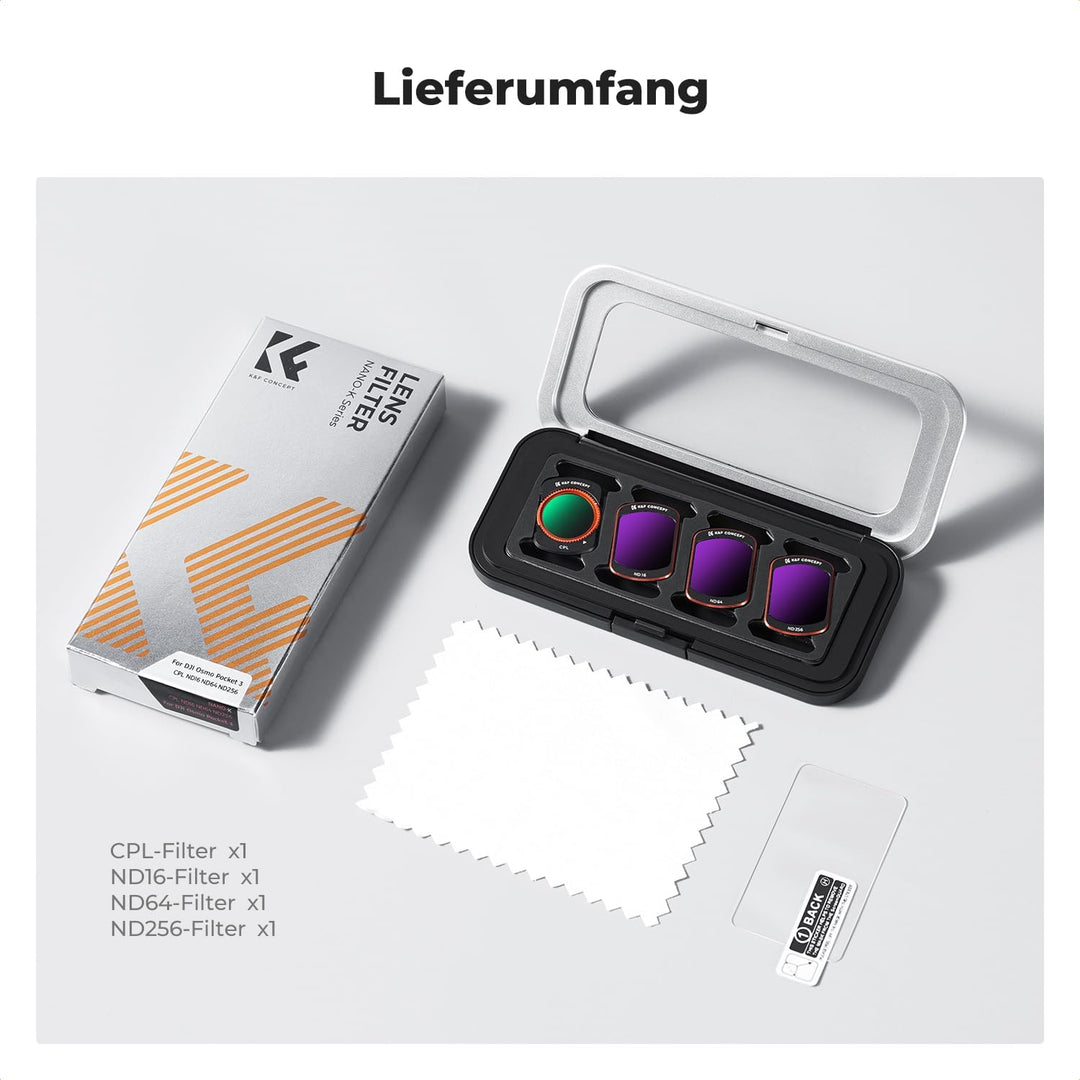 K&F CONCEPT magnetisches ND Filter Set, kompatibel mit DJI Osmo Pocket 3, 4er Pack CPL Filter, ND16,