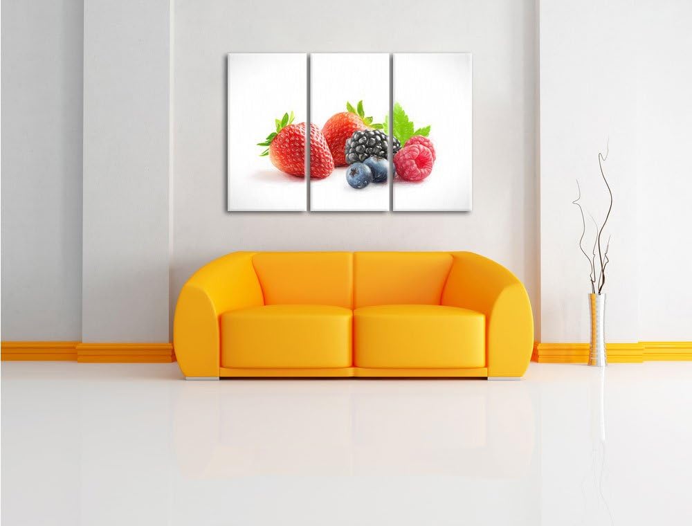 Pixxprint Frisches Obst Bunstift Effekt 3-Teiler Leinwandbild 120x80 Bild auf Leinwand