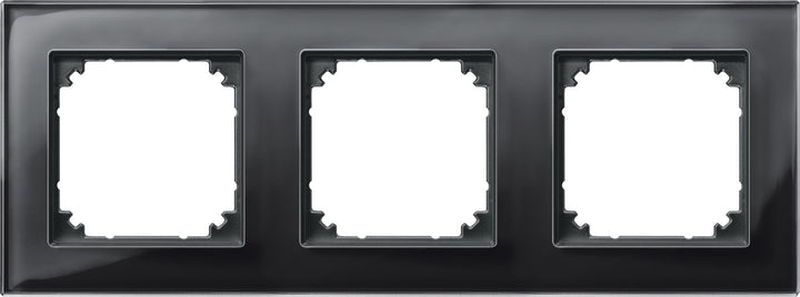 Merten 489303 M-PLAN-Echtglasrahmen, 3fach, Onyxschwarz
