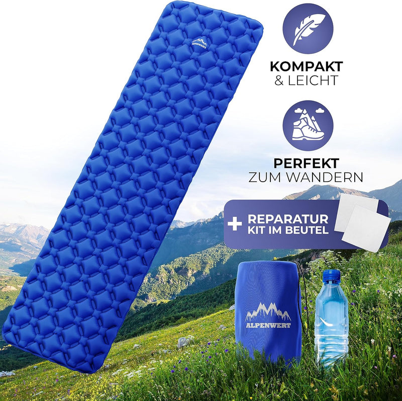 Alpenwert® Isomatte Outdoor [Kleines Packmass & Ultraleicht] Luftmatratze perfekt für Camping, Wande
