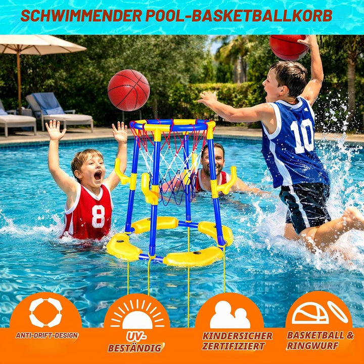 Pool Basketballkorb Set_Schwimmender Basketballkorb Blue-Yellow, Blue-Yellow