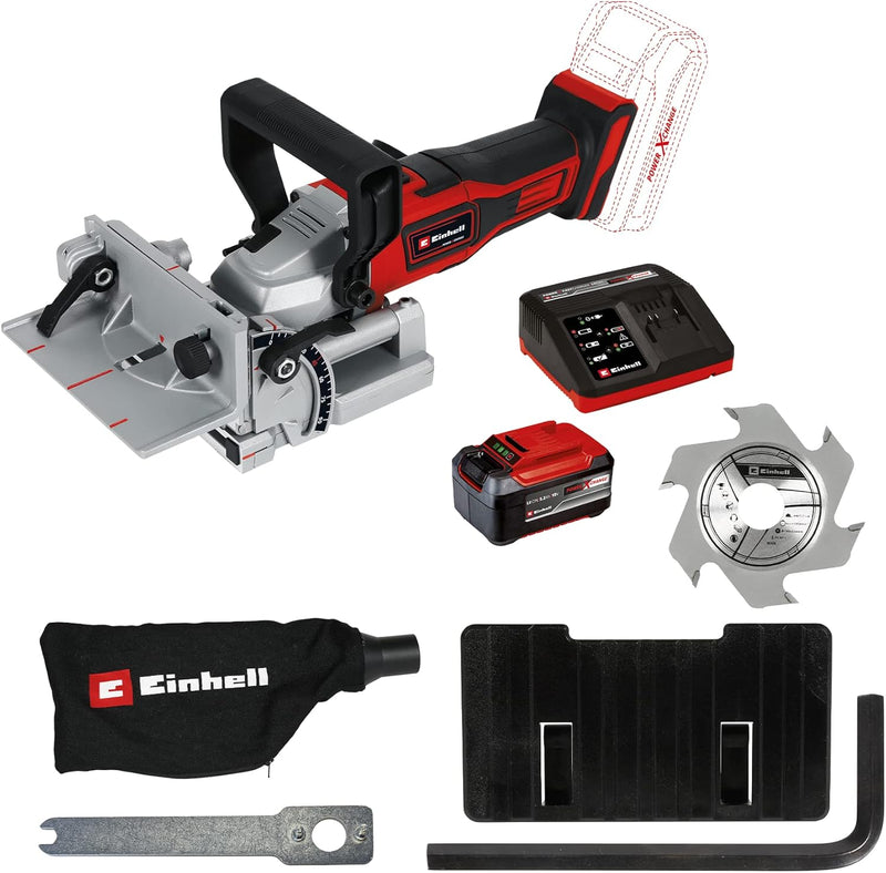 Einhell Akku-Flachdübelfräse TE-BJ 18 Li Power X-Change (18 V, Li-Ion, stufenlose Winkel-/Höheneinst