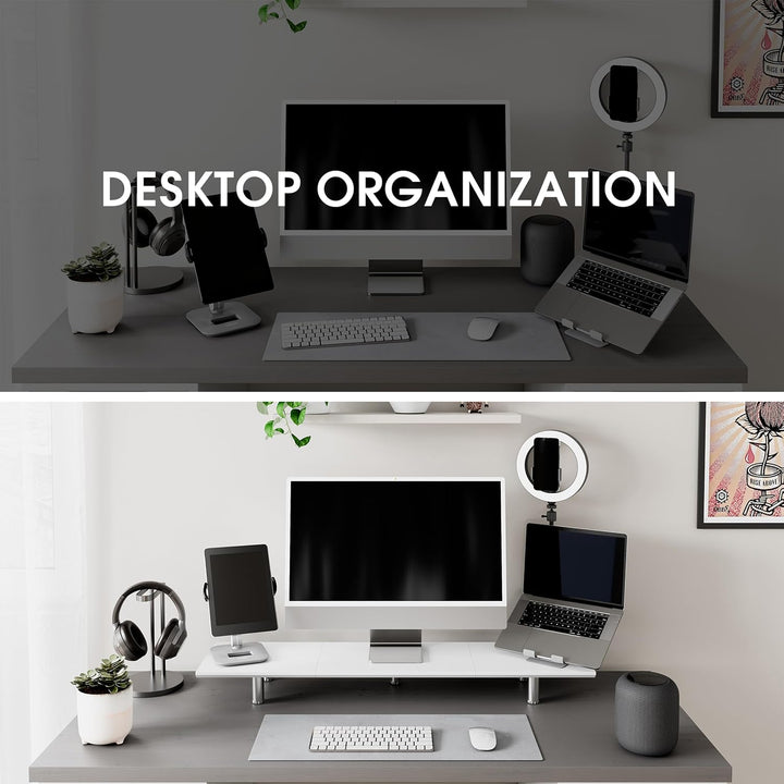 Fenge Grosser Monitorständer 100cm Dual Monitor Stands Riser mit Höhenverstellbarem Bein,Multifunkti