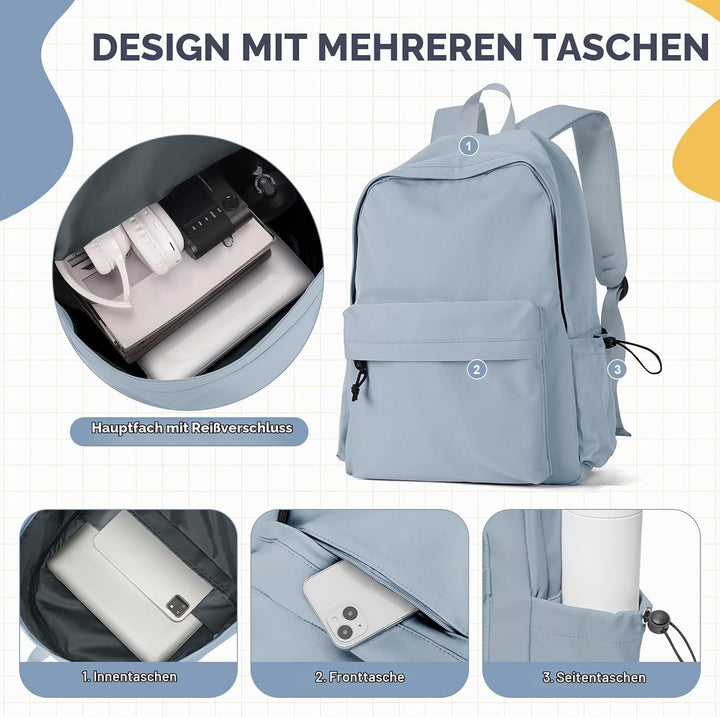 WEPLAN Schulrucksack Teenager Mädchen Rucksäcke Damen Schule Casual Schultaschen Unisex Schultasche