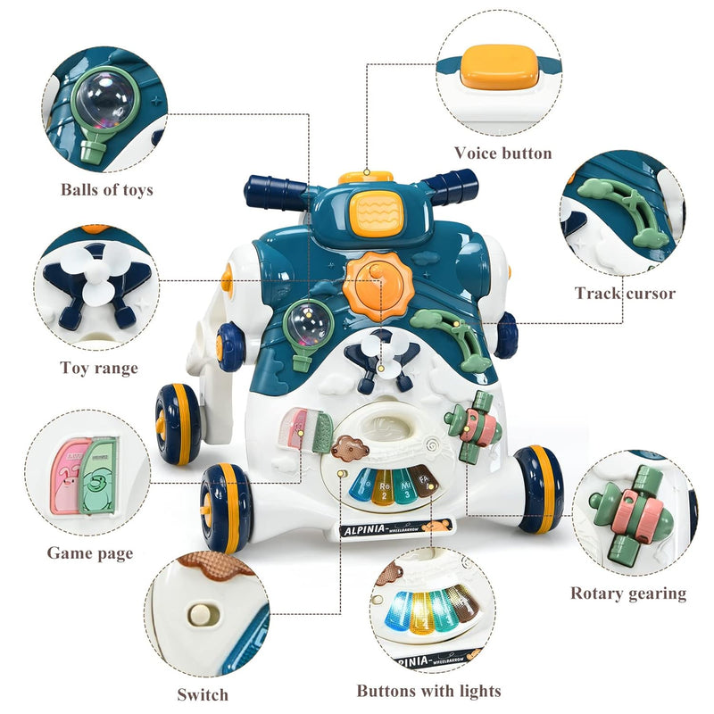 LIFEZEAL 3 in 1 Lauflernwagen, Baby Lauflernhilfe mit Spielbrett, Baby Walker mit Musik- & Spielfunk