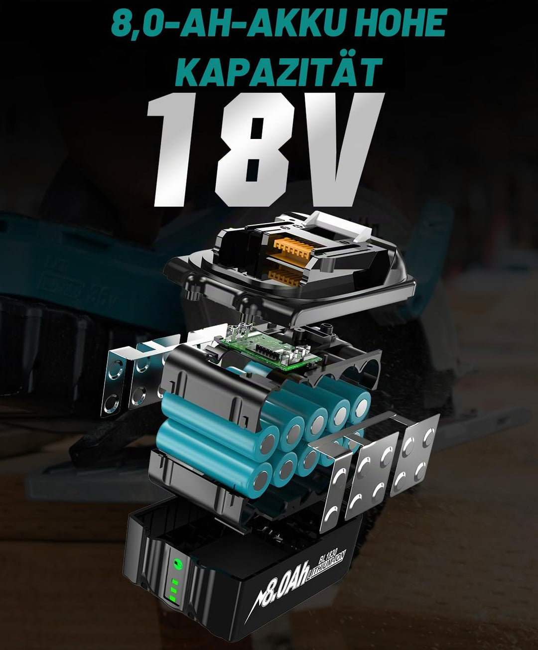 2026 Upgrade 2 Stück 8.0Ah/8000mAh BL1830 Batteries Ersatzakku für makita 18V Akku BL1830B BL1840 BL