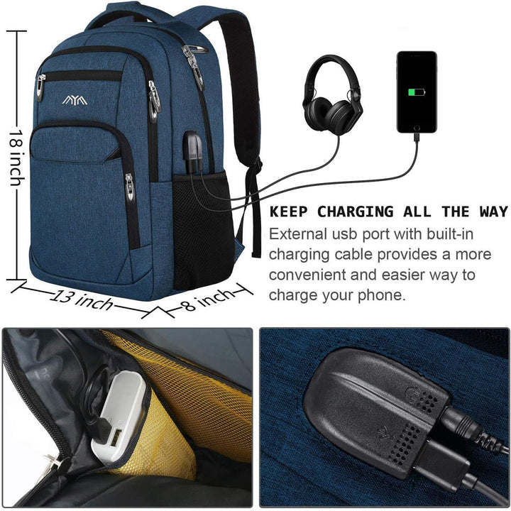 YAMTION Rucksack Arbeit, Schulrucksack Jungen Mädchen Teenager mit USB-Ladeanschluss für Reisen Camp