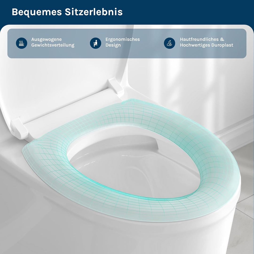 WOLTU Toilettendeckel, WC-Sitz mit Absenkautomatik, Klobrille Klodeckel mit Schnellverschluss, Toile