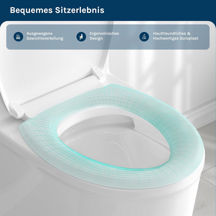WOLTU Toilettendeckel, WC-Sitz mit Absenkautomatik, Klobrille Klodeckel mit Schnellverschluss, Toile