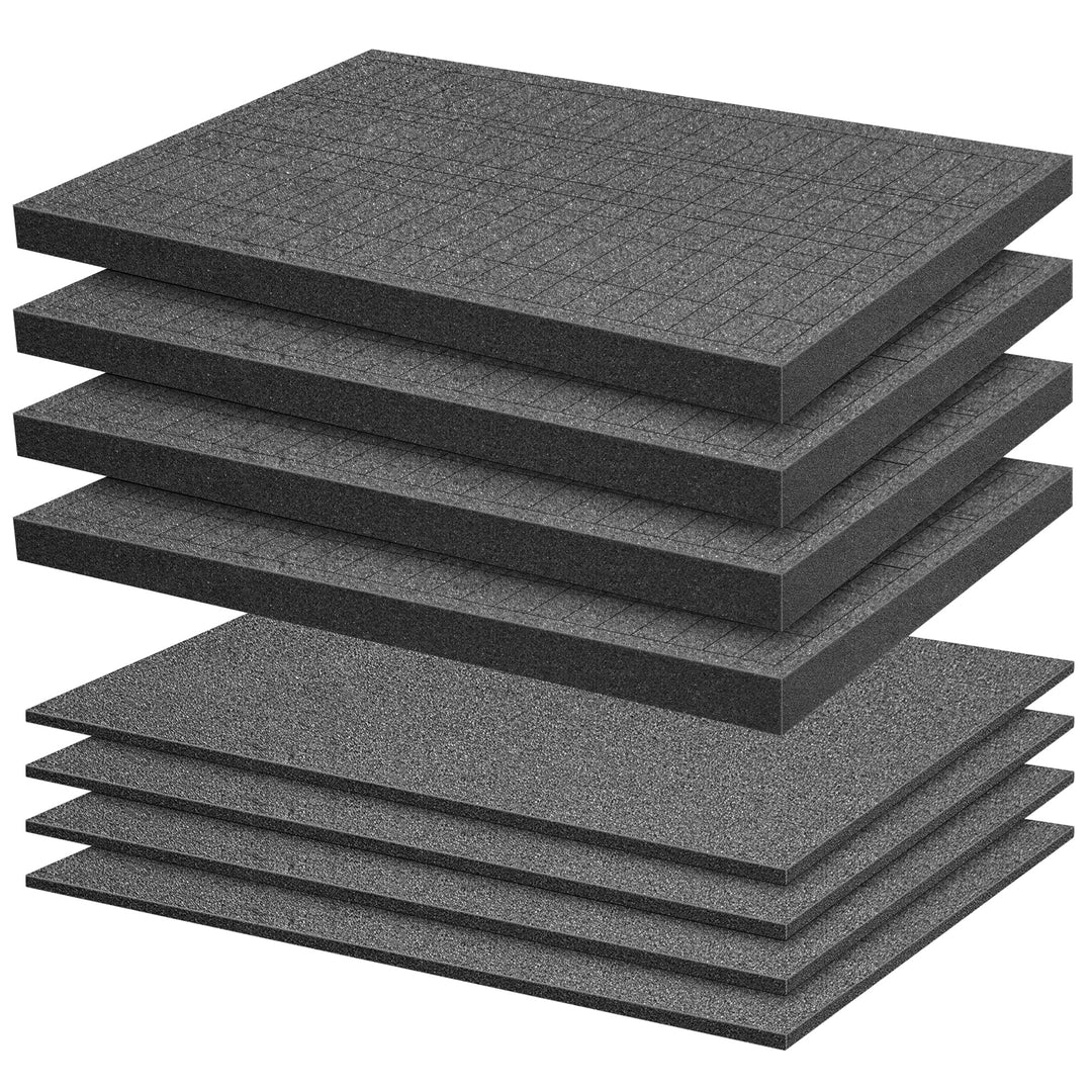 Rasterschaumstoff Würfelschaum -4 Stück 400 x 300 x 2.5 mm/4 Stück 400 x 300 x 10mm- Werkzeugkoffer