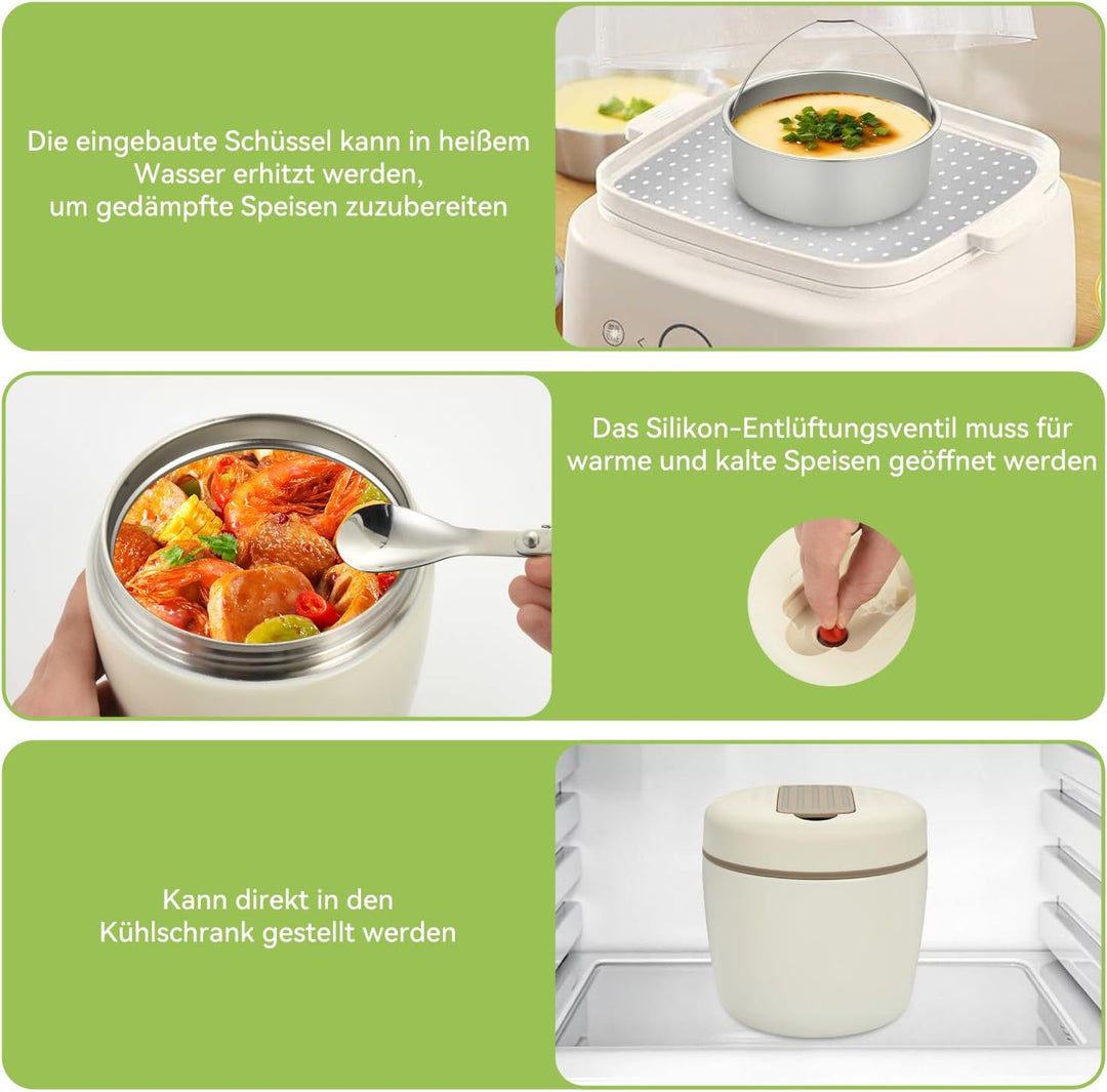 OTraki Thermobehälter Essen 1200ml, Lunchbox Thermo mit Löffel, Wärmebehälter für Speisen Kinder, Ed