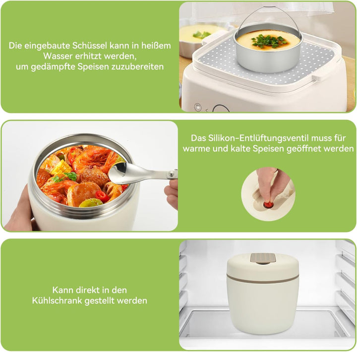 OTraki Thermobehälter Essen 1200ml, Lunchbox Thermo mit Löffel, Wärmebehälter für Speisen Kinder, Ed