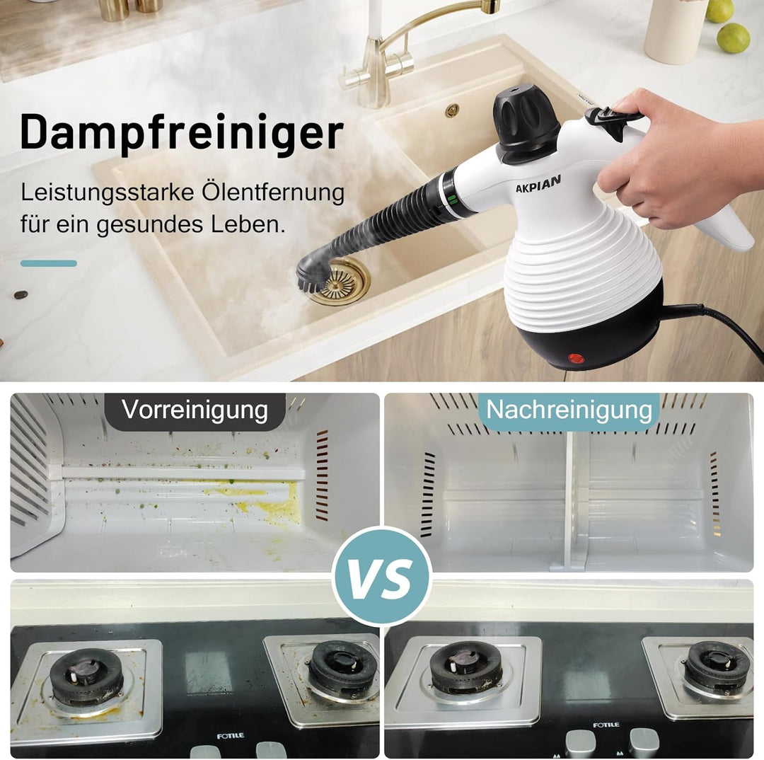 Dampfreiniger Handgerät, 3.2Bar Steam Cleaner mit 10 Zubehör | ˙Handdampfreiniger| 123°C Heissdampf