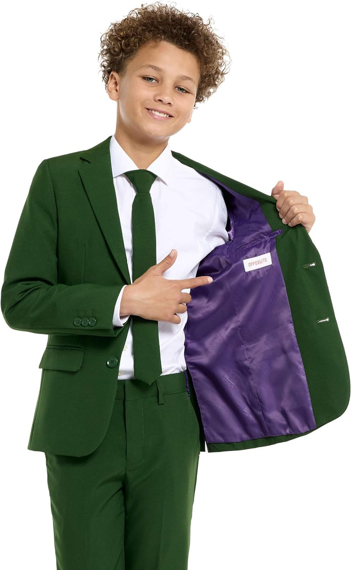OppoSuits Einfarbiger Anzug für Teenager-Jungen in Glorious Green - Abschlussball- und Hochzeitsfeie