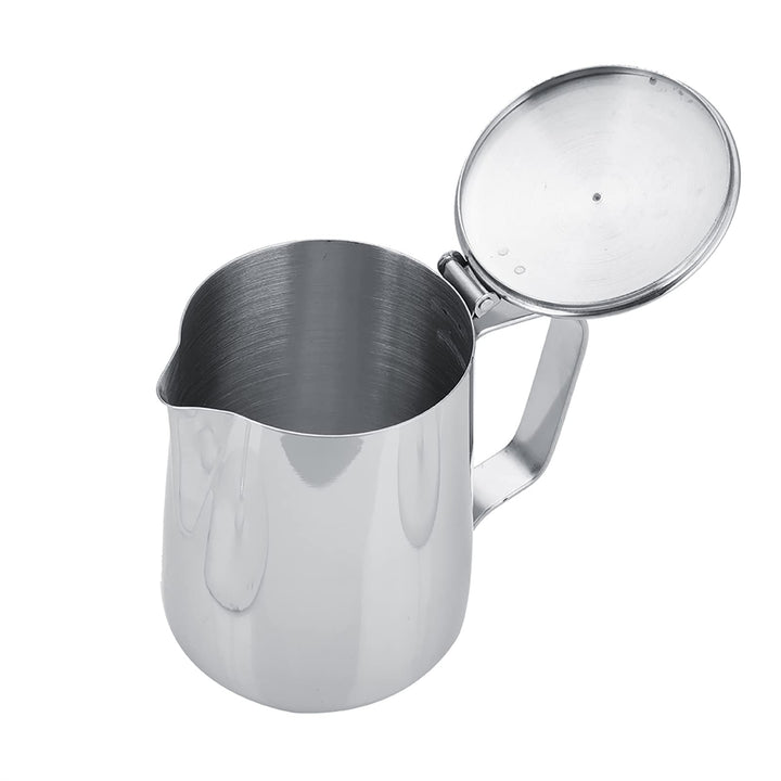 Ejoyous Milchkännchen Edelstahl, Milch Aufschäumer Kännchen mit Deckel, Handheld Milchkanne für Capp