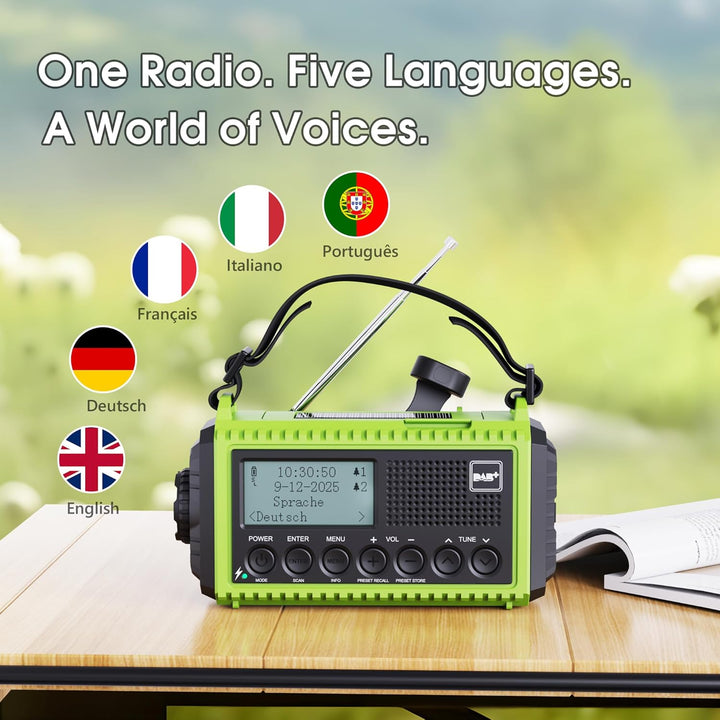 Kurbelradio DAB Radio, Baustellenradio mit Akku 5000mAh Wiederaufladbare, UKW/DAB Plus Radio, Akku R